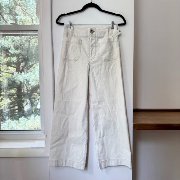 NWT Anthropologie Colette Linen Cropped Wide Leg Pants Maeve Magic Cream 27 - Picture 5 of 12